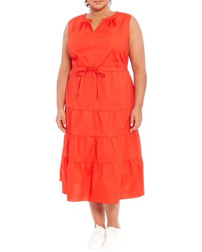 London Times Tiered Stretch Cotton Dress