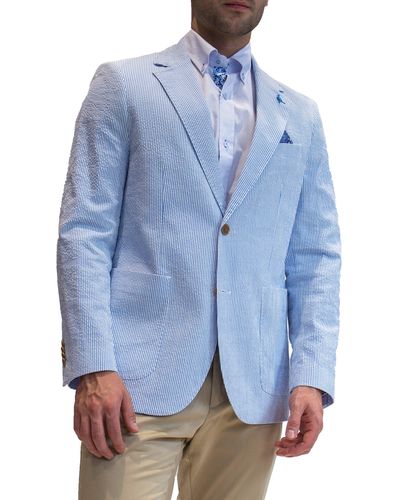 Tailorbyrd Classic Seersucker Stripe Sportcoat - Blue