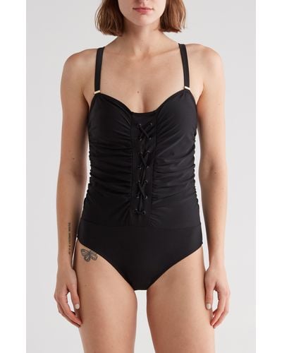 Nicole Miller Bandeau One-piece Swimsuit - Black