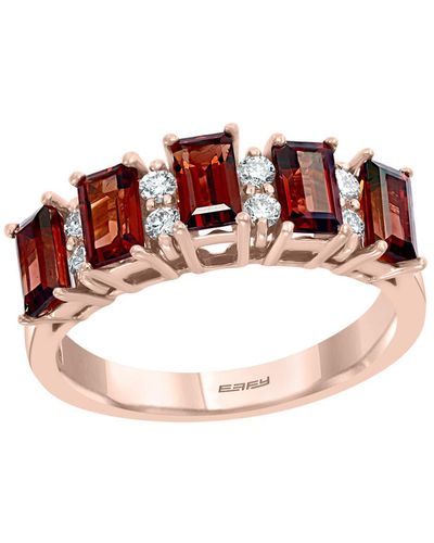 Effy 14k Rose Gold Garnet Diamond Ring - Red