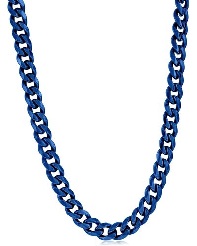 Black Jack Jewelry Cuban Link Necklace - Blue
