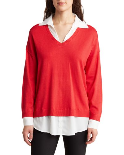 Adrianna Papell Twofer Sweater - Red