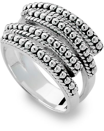 Samuel B. Sterling Silver Multi-row Beaded Design Ring - Metallic