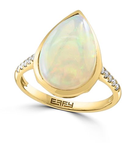 Effy Diamond & Opal Teardrop Ring - Metallic