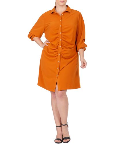 Standards & Practices Ruched Shirtdress - Orange