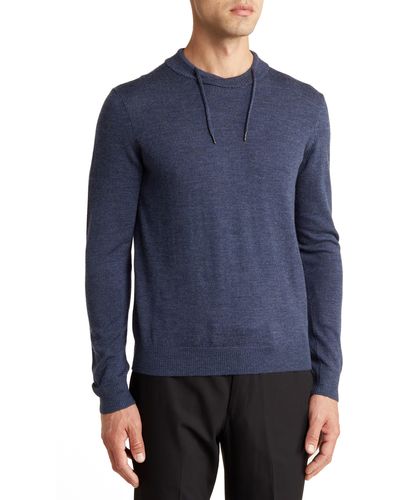 Robert Barakett Harmin Mock Neck Wool Pullover Sweater - Blue