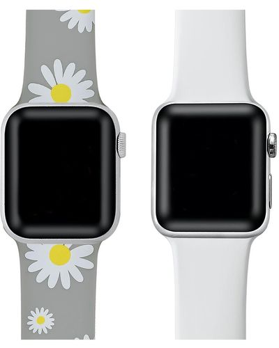 The Posh Tech Assorted 2-pack Daisy Print & Solid Silicone Apple Watch® Watchbands - Black