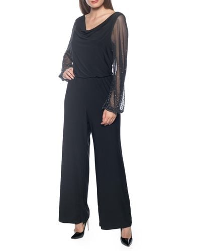 Marina Cowl-neck Beaded Jumpsuit In Black At Nordstrom Rack