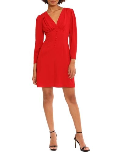 DONNA MORGAN FOR MAGGY Long Sleeve A-line Dress - Red