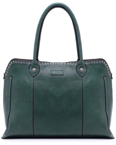 Old Trend Soul Stud Leather Satchel Bag - Green