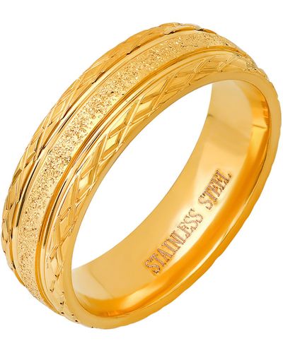 HMY Jewelry 18k Gold Plated Stainless Steel Ring - Metallic