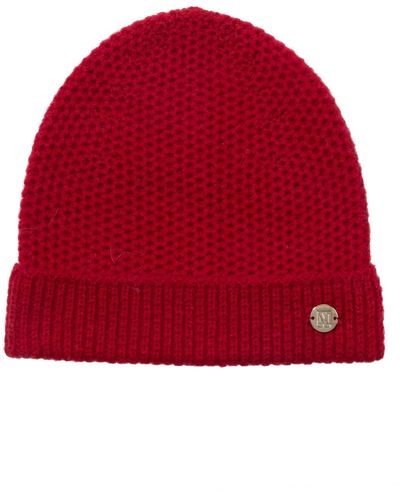 Bruno Magli Honeycomb Knit Cashmere Beanie - Red