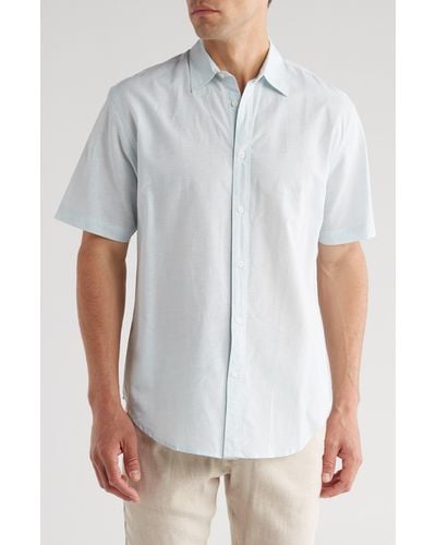 COASTAORO Dax Short Sleeve Linen Blend Button-up Shirt - White