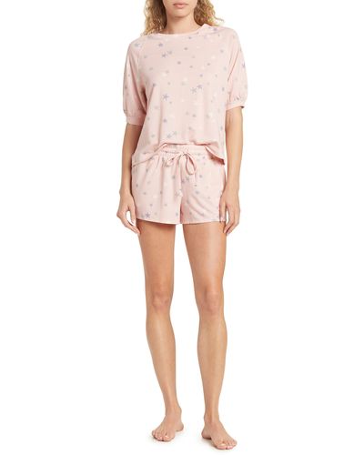 Splendid Puff Sleeve & Shorts Pajama 2-piece Set - Pink