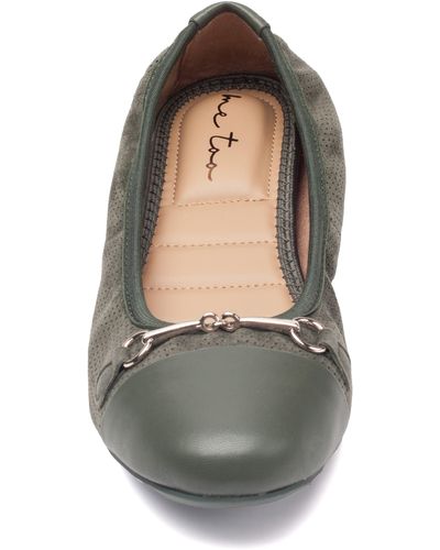 Me Too Brielle Cap Toe Perforated Ballet Flat In Dark Moss Suede At Nordstrom Rack - Multicolor