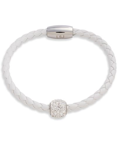 Liza Schwartz Bedazzle Leather Magnetic Bracelet - White