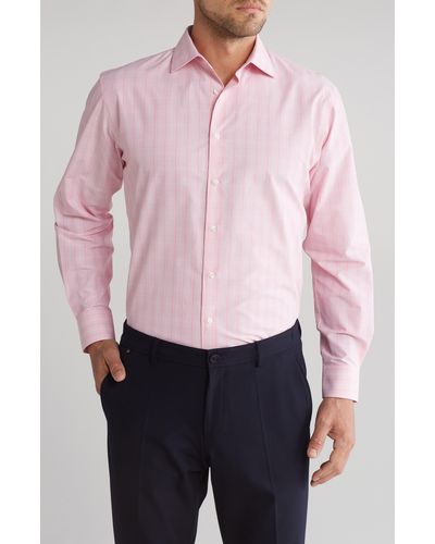 Nordstrom Stratford Plaid Traditional Fit Dress Shirt - Pink