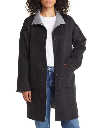 Eileen Fisher Reversible Wool & Cashmere Coat - Black