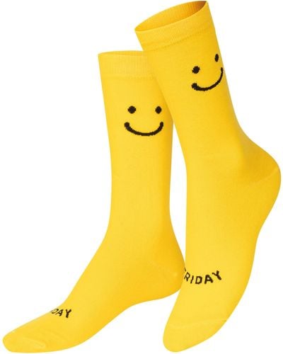 Doiy. Monday-friday Pack Of 2 Crew Socks - Yellow