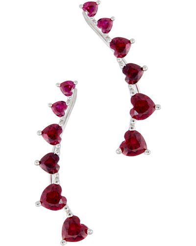 Savvy Cie Jewels Heart Ear Crawlers - Red
