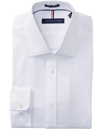 Tommy Hilfiger Non-iron Slim Fit Solid Dress Shirt - White
