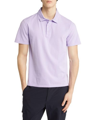 Vince Regular Fit Garment Dyed Cotton Polo - Purple