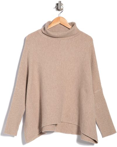 Sweet Romeo Oversized Ribbed Mock Neck Sweater In Latte At Nordstrom Rack - Natural