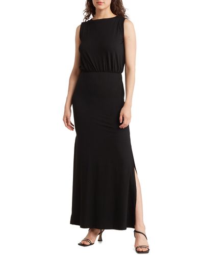 Go Couture Sleeveless Blouson Maxi Dress - Black