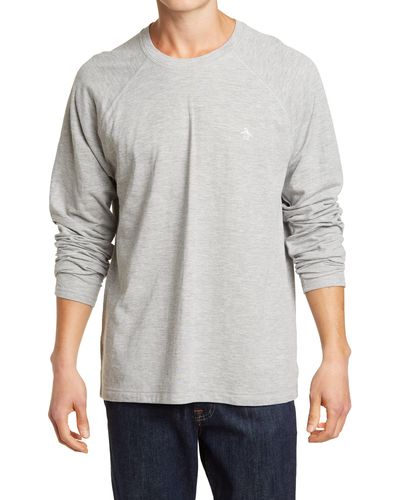 Original Penguin Jersey Crew Neck Long Sleeve T-shirt - Gray