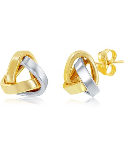 Simona 14k Two-tone Gold Love Knot Stud Earrings - Metallic