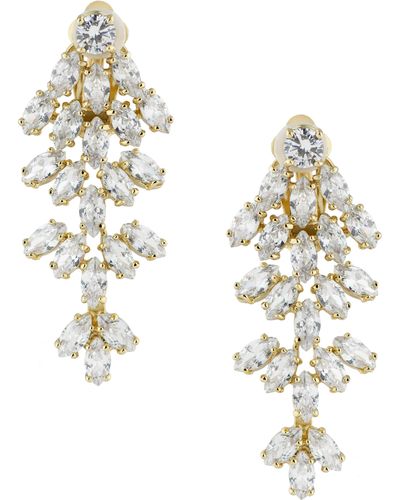 CZ by Kenneth Jay Lane Marquise Cz Cluster Drop Clip-on Earrings - Metallic