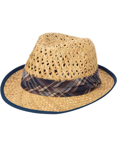 San Diego Hat Open Weave Crown Rush Straw Fedora - Natural