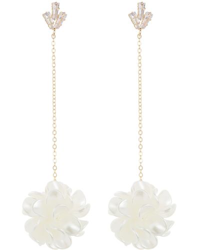 Tasha Resin Flower Drop Earrings - White