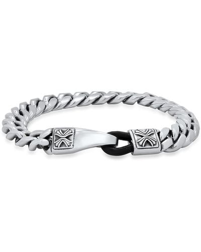 HMY Jewelry Stainless Steel Cuban Link Bracelet - Metallic
