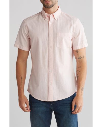 14th & Union Short Sleeve Seersucker Button-down Shirt - Multicolor