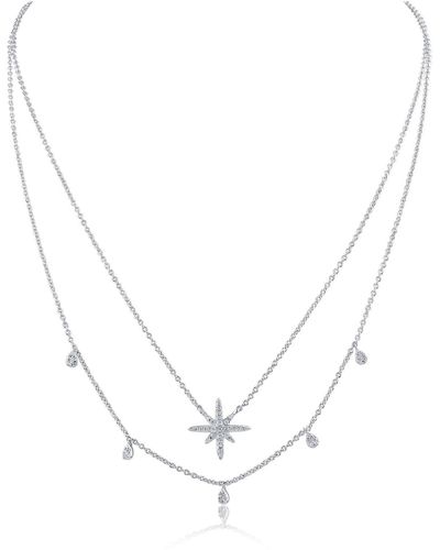 CZ by Kenneth Jay Lane Double Row Cz Star & Drop Pendant Necklace - Multicolor