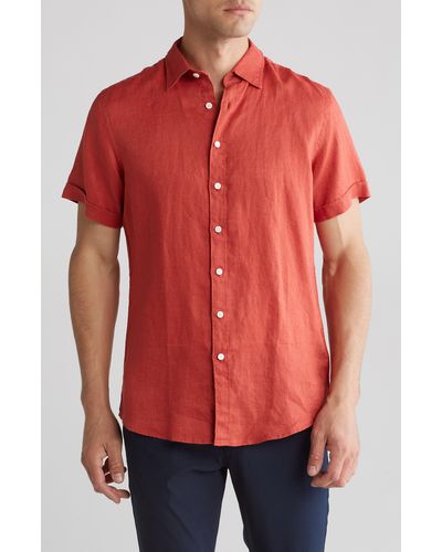 Rodd & Gunn Gray Lynn Linen Short Sleeve Button-up Shirt - Red