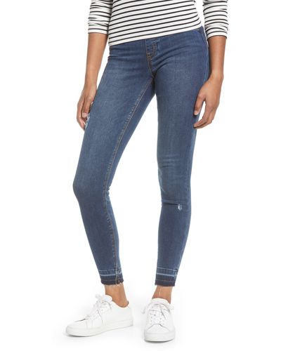 Spanx Distressed Pull-on Skinny Jeans - Blue