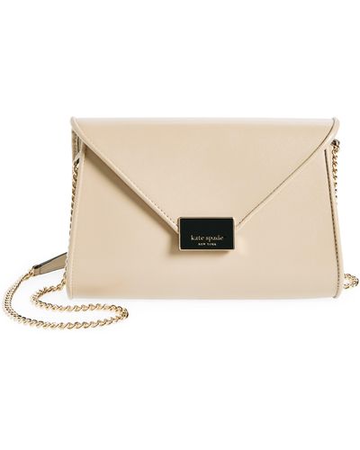 Kate Spade Anna Medium Envelope Leather Convertible Clutch - Natural