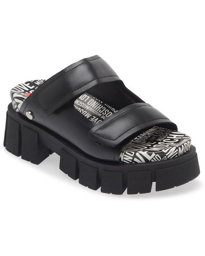 Love Moschino Platform Slide Sandal - Black
