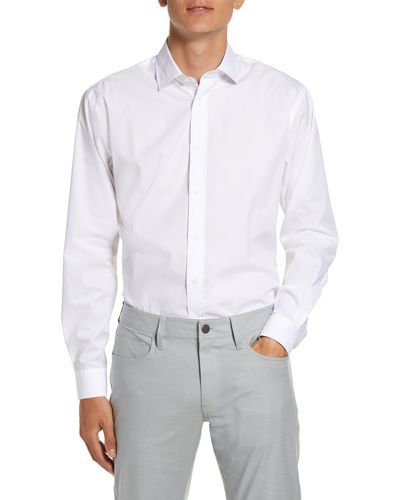 ALTON LANE Mason Tailored Fit Check Stretch Button-up Shirt - White