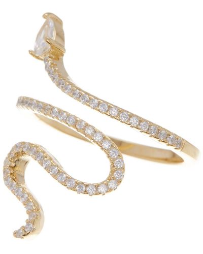 Adornia 14k Gold Plated Swarovski Crystal Accented Winding Snake Ring - Yellow