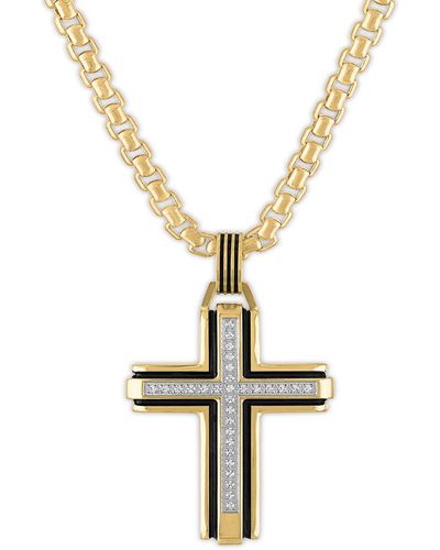 Esquire Diamond Cross Pendant Necklace - Metallic