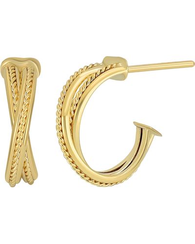 Bony Levy 14k Gold 10mm Crossover Hoop Earrings - Metallic