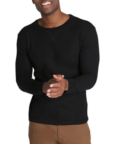 Jachs New York Waffle Knit Long Sleeve T-shirt - Black