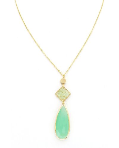 Panacea Square Stone Teardrop Pendant Necklace - Blue