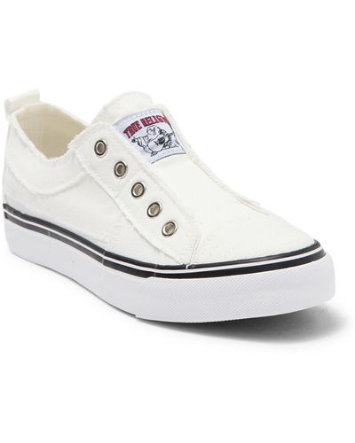 True Religion Laceless Canvas Slip-on Sneakers - White