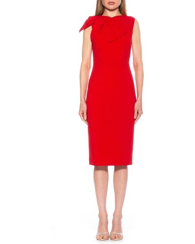 Alexia Admor Brigitta Bow Tie Bodice Midi Dress - Red