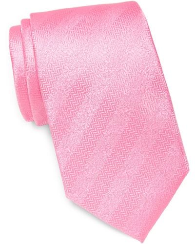 Tommy Hilfiger Herringbone Solid Stripe Tie - Pink