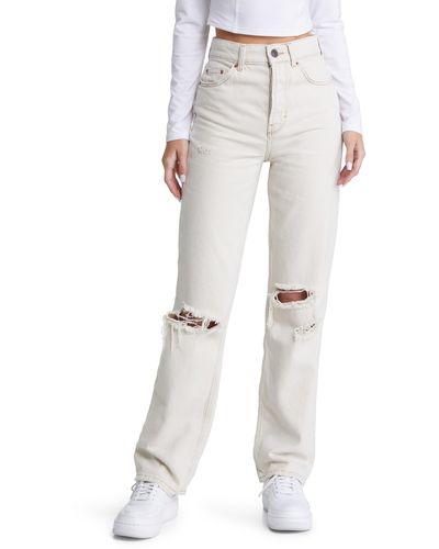BDG Authentic Ripped Straight Leg Jeans - White
